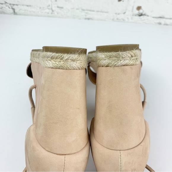 Frye Roberta Ghillie Espadrille Wedge Nude Leather Sandal Tie Lace Up 9 - Picture 10 of 11